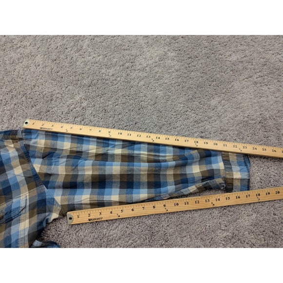 Outdoor Life Button Up Shirt‎ Mens Extra Large Plaid Flannel Long Sleeve Blue - Picture 4 of 8